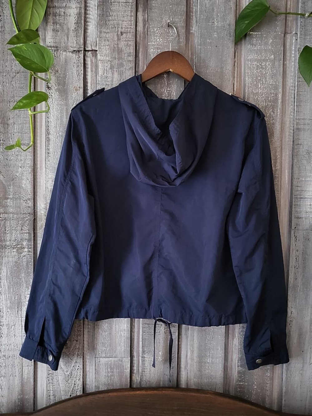 Hooded Windbreaker Jacket Lightweight Forever 21 Navy Blue Size M - Picture 2 of 11
